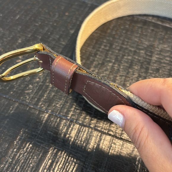 Zep-Pro Fish Canva Leather Brown Beige Coastal Belt size 38 - Picture 3 of 9